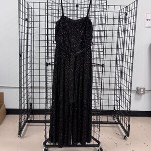 Reformation Black Sequin Wide Leg Jumpsuit Size Medium